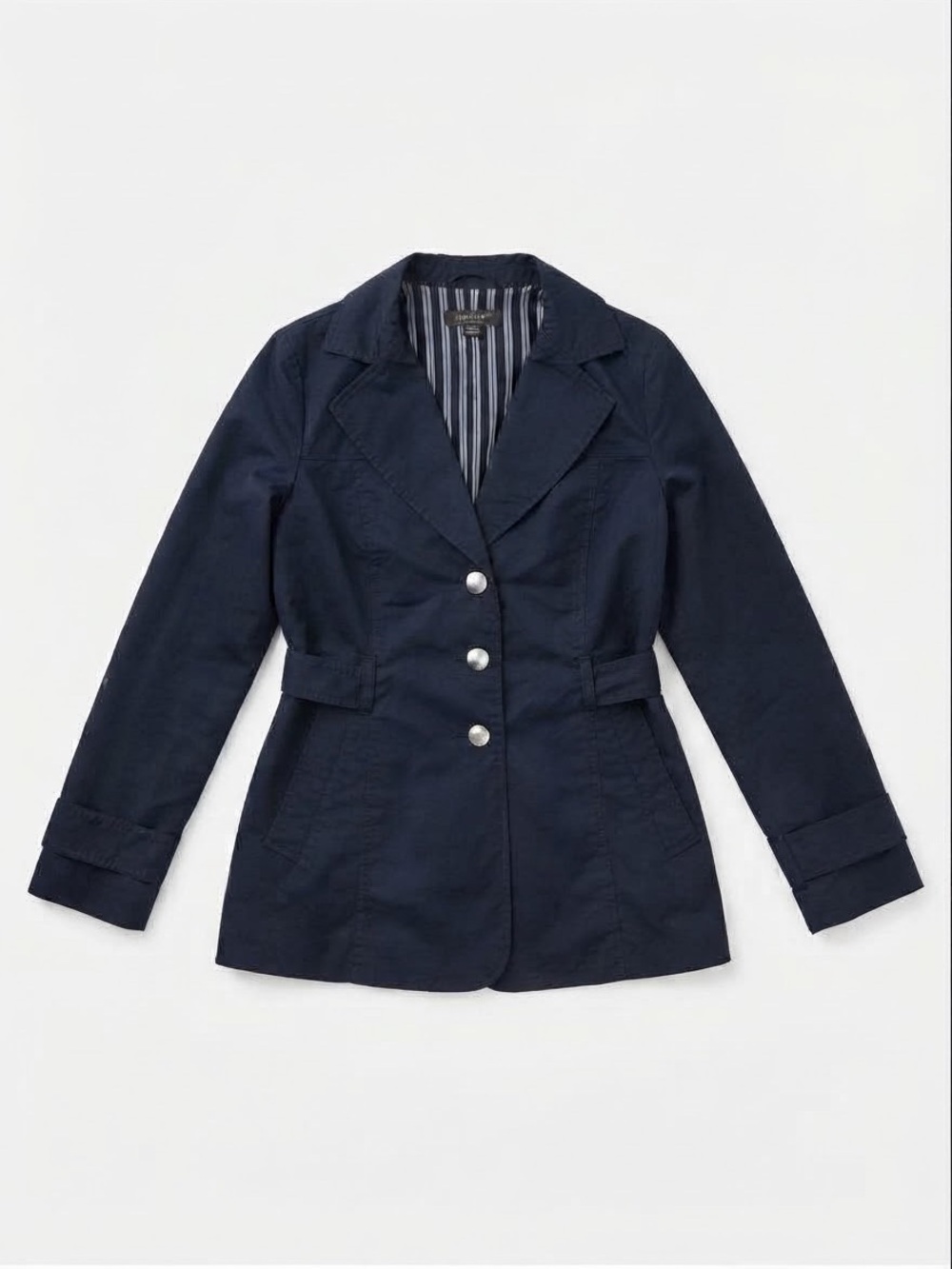 LEADERS Navy Short Trench Coat Jacket Womens Size 77 /M Y2K Preppy Academia